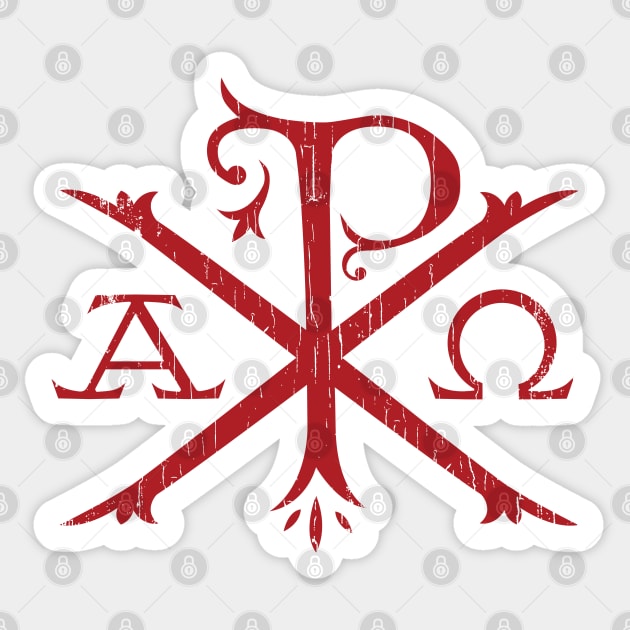 Chi Rho and Alpha Omega Sticker by Beltschazar